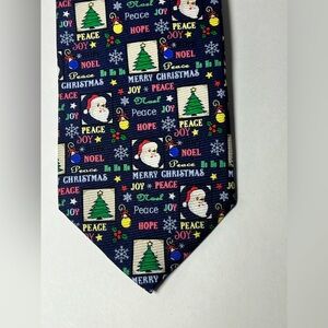 Cape Cod Neckwear VTG Christmas Neck Tie 100% Silk Santa Tree Noel